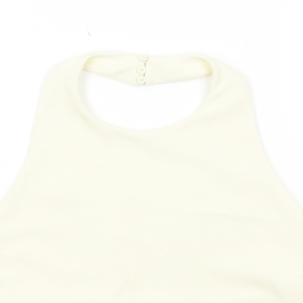 Zara Womens Ivory Polyester Cropped Tank Size L Halter