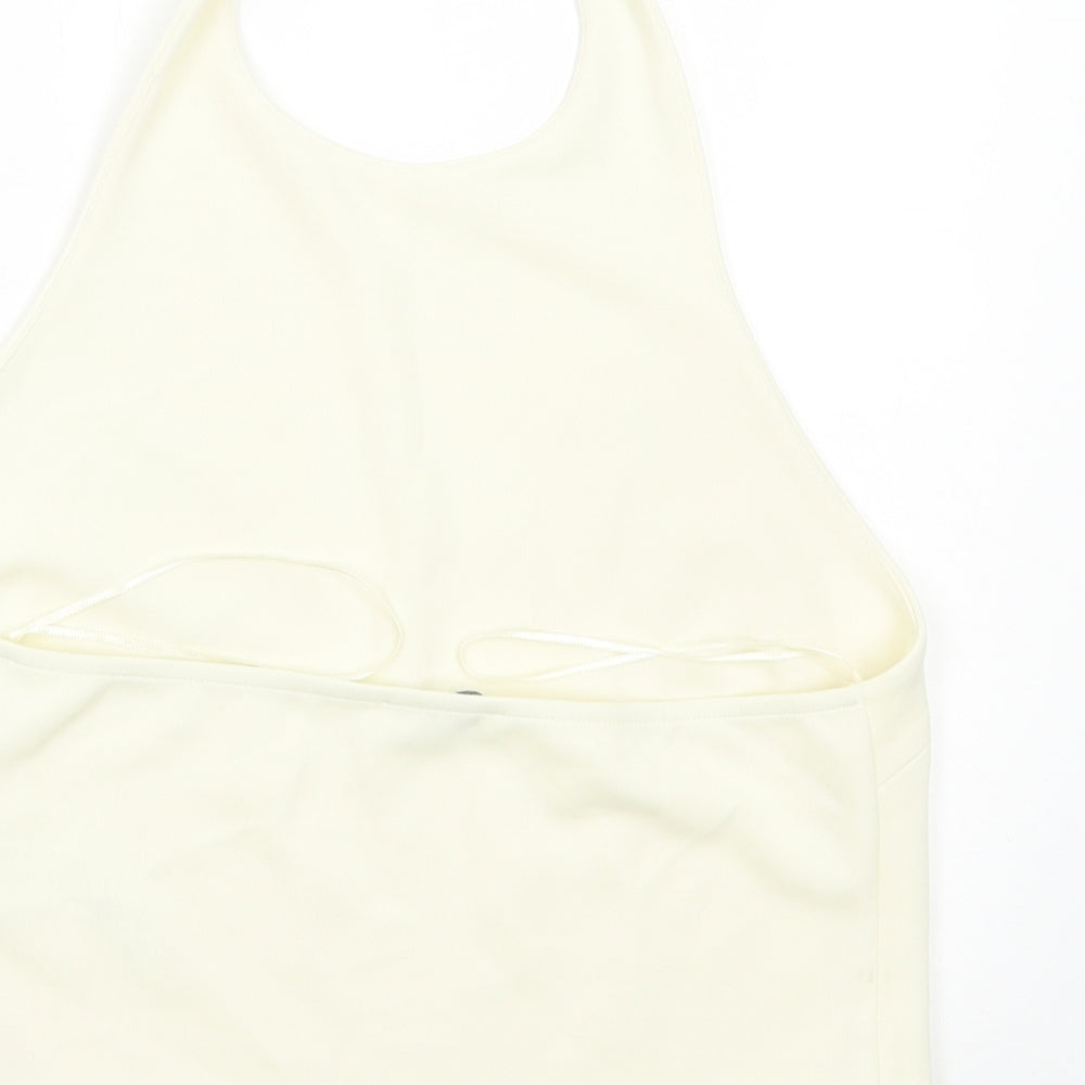 Zara Womens Ivory Polyester Cropped Tank Size L Halter