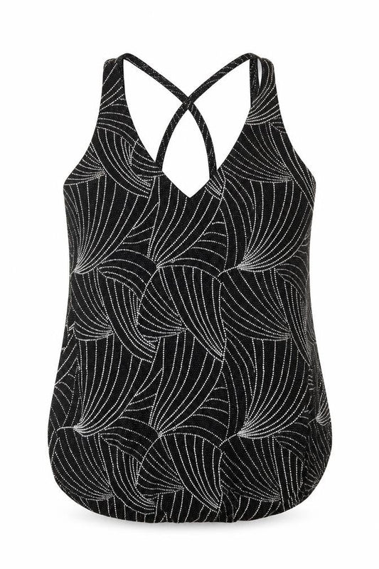 Red Herring Womens Black Geometric Polyester Camisole Tank Size 10 V-Neck