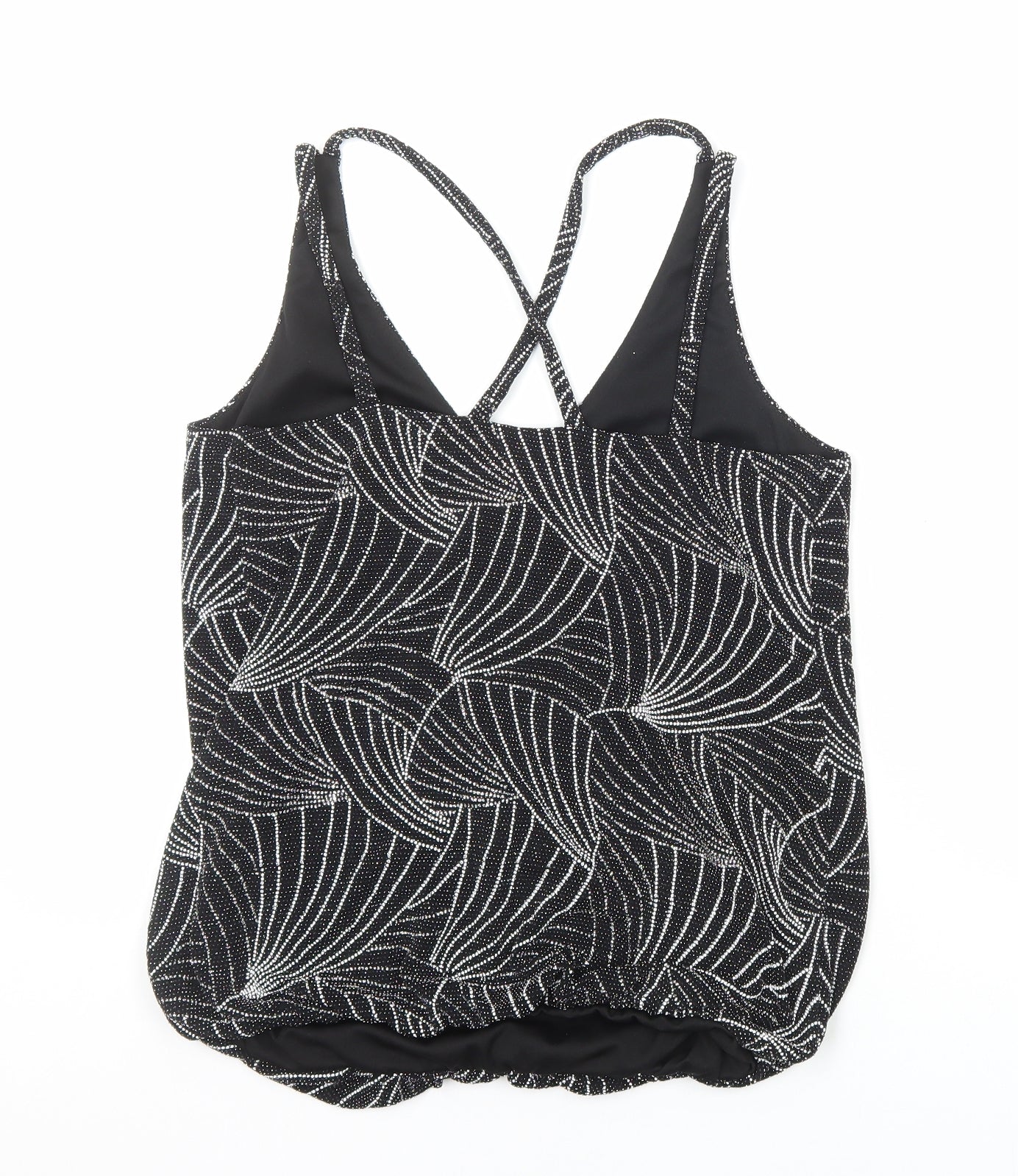 Red Herring Womens Black Geometric Polyester Camisole Tank Size 10 V-Neck
