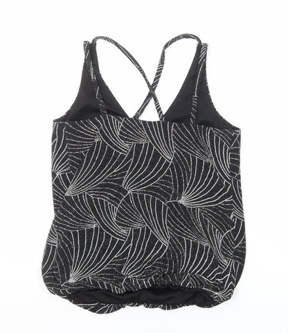 Red Herring Womens Black Geometric Polyester Camisole Tank Size 10 V-Neck