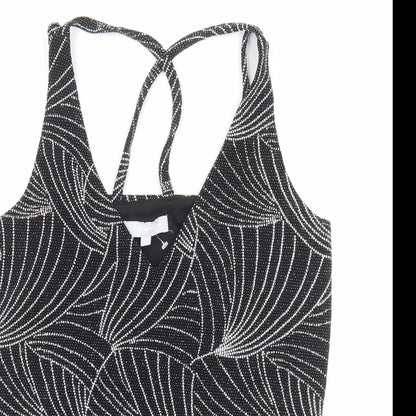 Red Herring Womens Black Geometric Polyester Camisole Tank Size 10 V-Neck