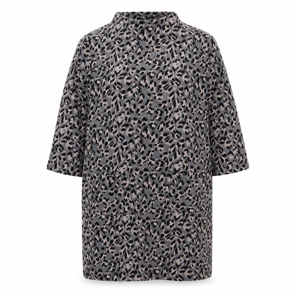 TU Womens Multicoloured Geometric Polyester Jumper Dress Size 14 Mock Neck Pullover - Leopard Print