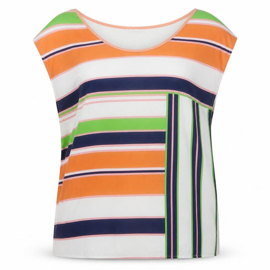 Zara Womens Multicoloured Striped Polyester Basic Blouse Size M Round Neck