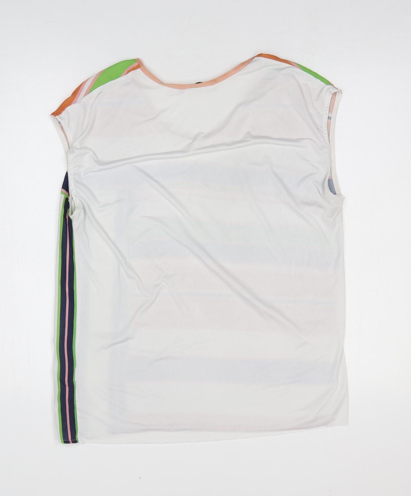 Zara Womens Multicoloured Striped Polyester Basic Blouse Size M Round Neck