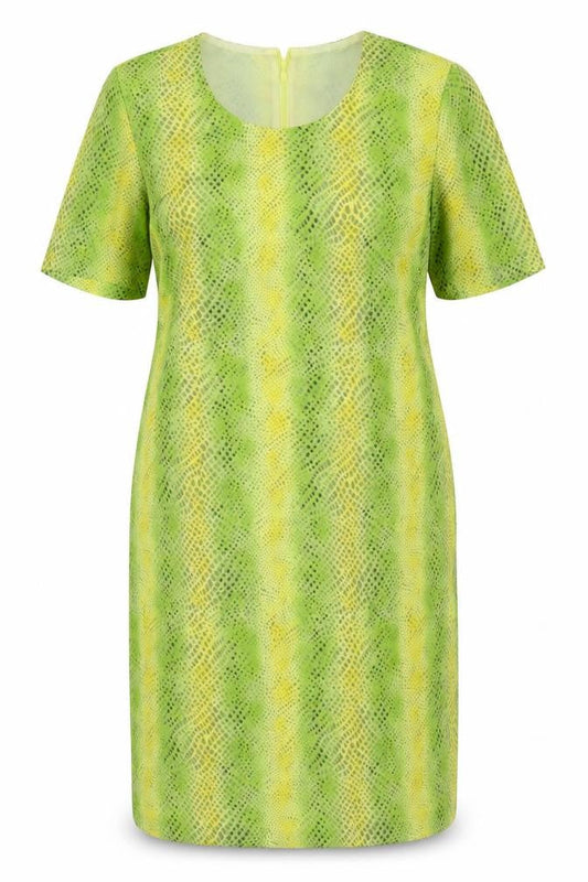Mark Wald Womens Green Animal Print Polyester A-Line Size 14 Scoop Neck Zip - Snake Skin Print