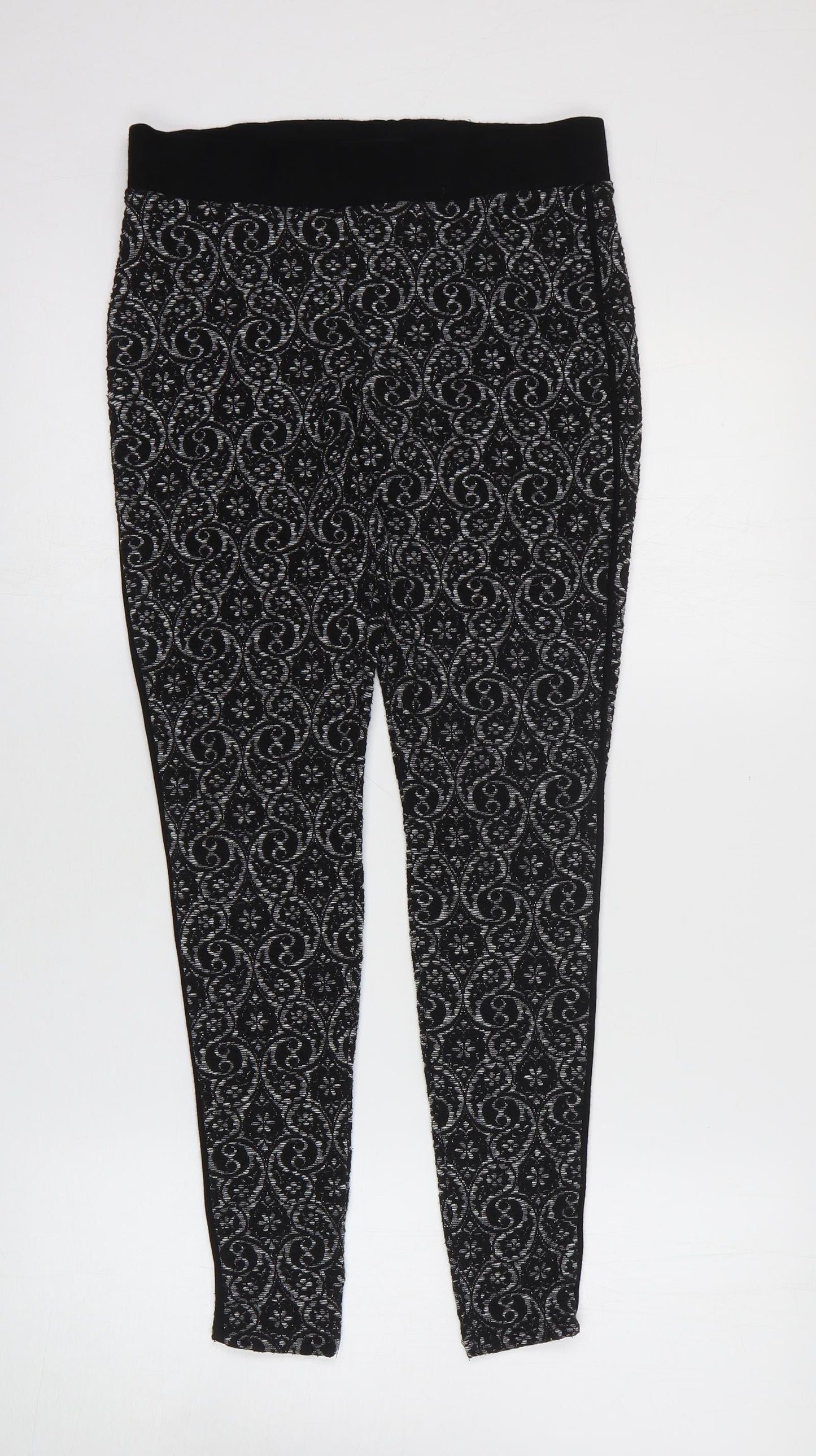 Preworn Womens Black Geometric Cotton Jegging Leggings Size 8 L24 in