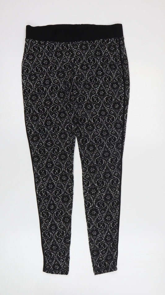 Preworn Womens Black Geometric Cotton Jegging Leggings Size 8 L24 in