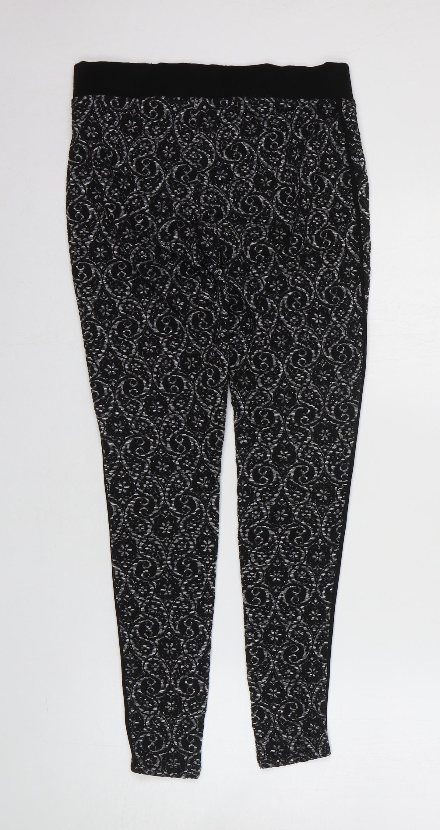 Preworn Womens Black Geometric Cotton Jegging Leggings Size 8 L24 in