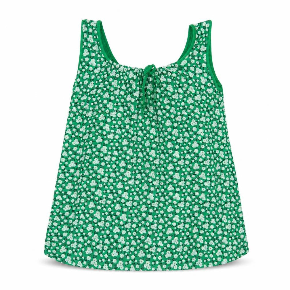 Preworn Womens Green Floral Viscose Basic Tank Size M Scoop Neck