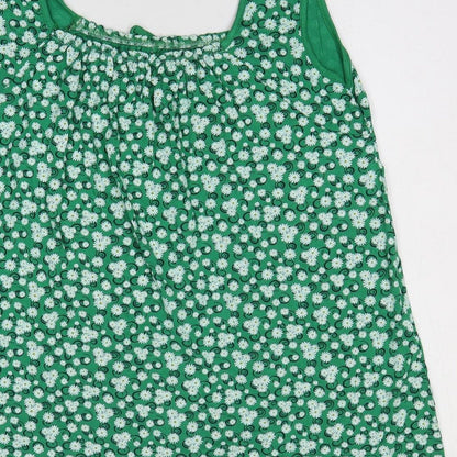 Preworn Womens Green Floral Viscose Basic Tank Size M Scoop Neck