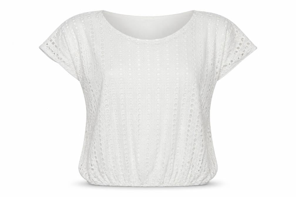 Alexara Womens White Viscose Basic T-Shirt Size L Round Neck