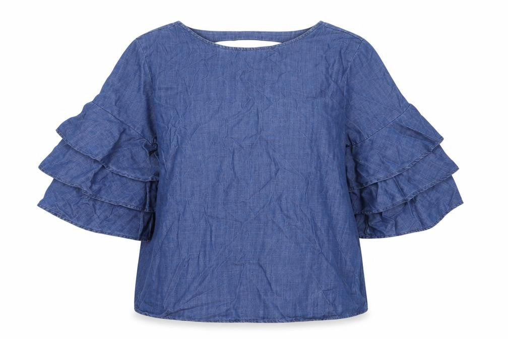 Alya Womens Blue Lyocell Basic Blouse Size XS V-Neck