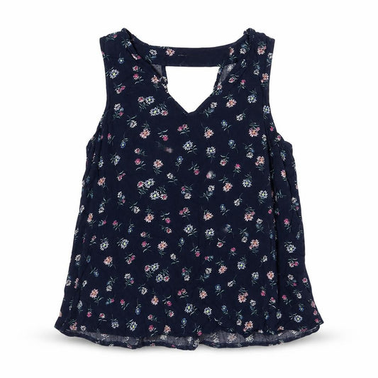 Atmosphere Womens Blue Floral Polyester Basic Tank Size 12 V-Neck