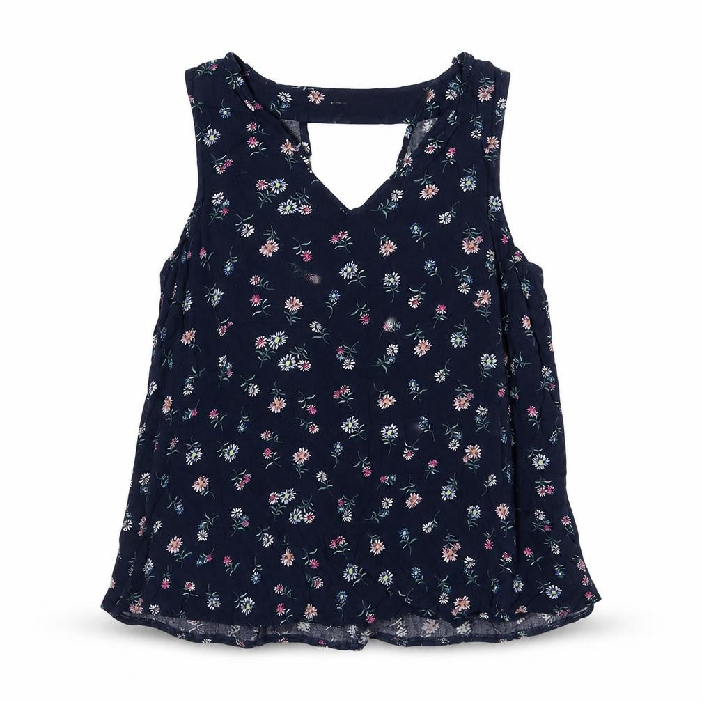 Atmosphere Womens Blue Floral Polyester Basic Tank Size 12 V-Neck