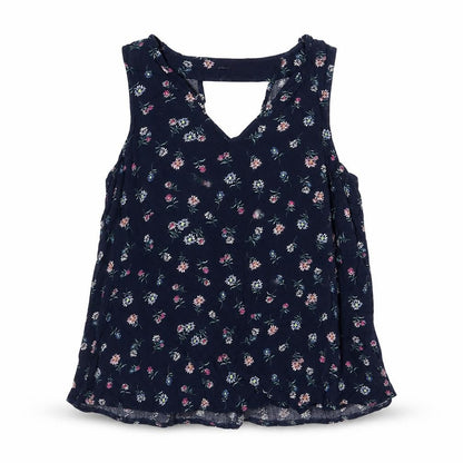 Atmosphere Womens Blue Floral Polyester Basic Tank Size 12 V-Neck