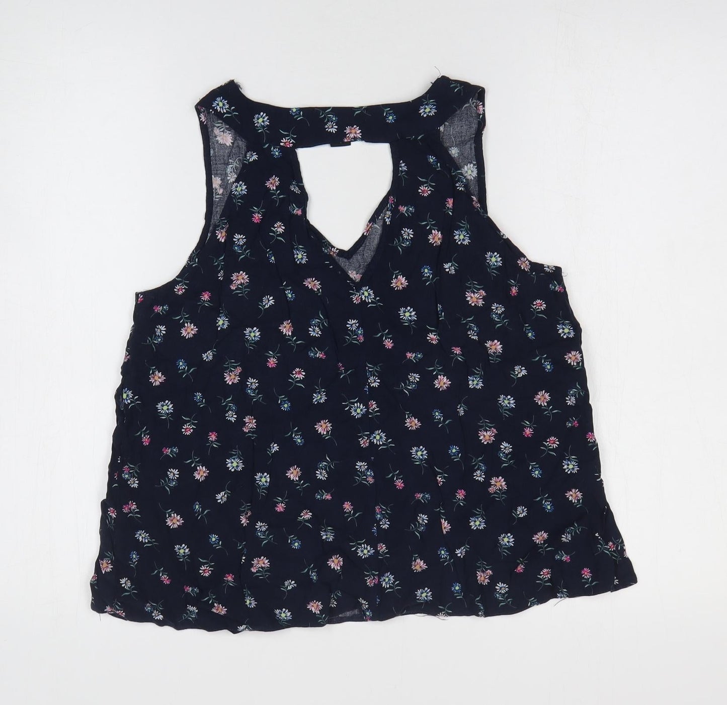 Atmosphere Womens Blue Floral Polyester Basic Tank Size 12 V-Neck
