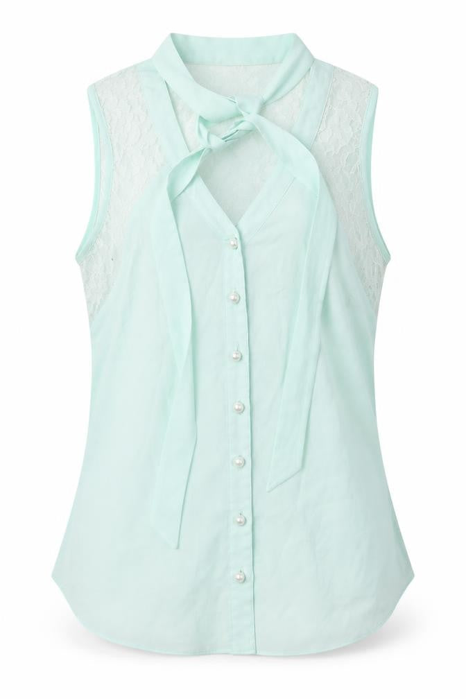 Lipsy Womens Green Polyester Jersey Tank Size 8 Mock Neck - Lace Pattern