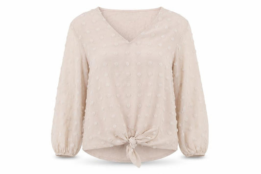 F&F Womens Pink Polka Dot Polyester Basic Blouse Size 10 V-Neck - See Through Sleeves