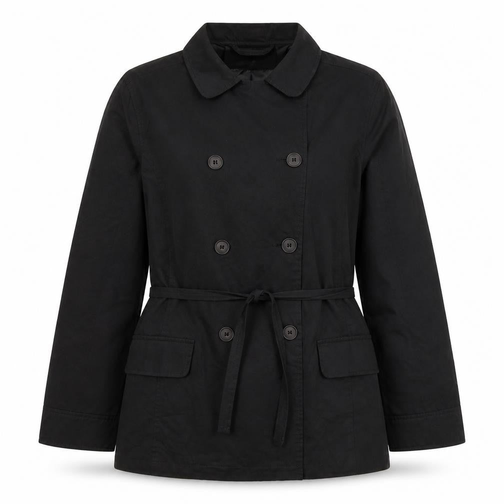 OffShoot Womens Black Trench Coat Jacket Size 14 Button