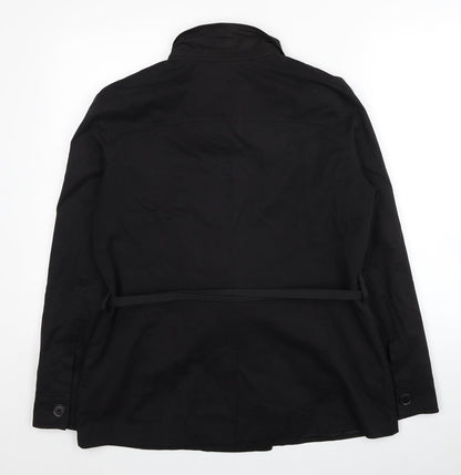 OffShoot Womens Black Trench Coat Jacket Size 14 Button