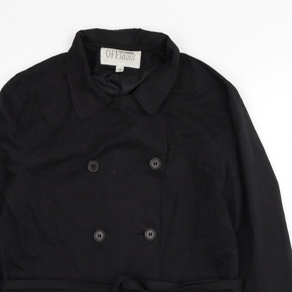 OffShoot Womens Black Trench Coat Jacket Size 14 Button