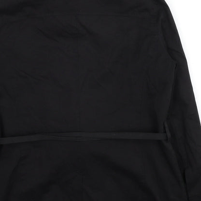 OffShoot Womens Black Trench Coat Jacket Size 14 Button
