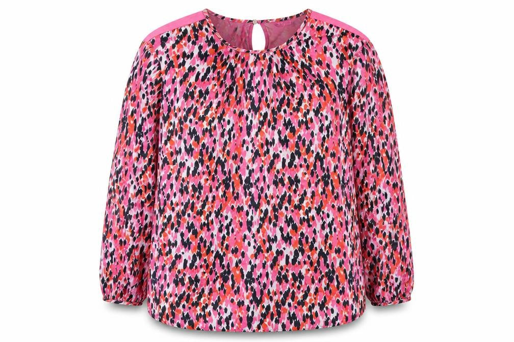 Marks & Spencer Womens Pink Animal Print Polyester Basic Blouse Size 16 Round Neck - Leopard Print