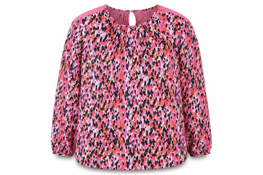 Marks and Spencer Womens Pink Animal Print Polyester Basic Blouse Size 16 Round Neck - Leopard Print