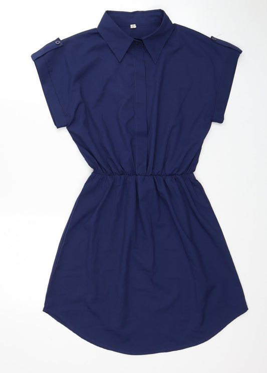 Oionino Womens Blue Polyester Shirt Dress Size XL Collared Button