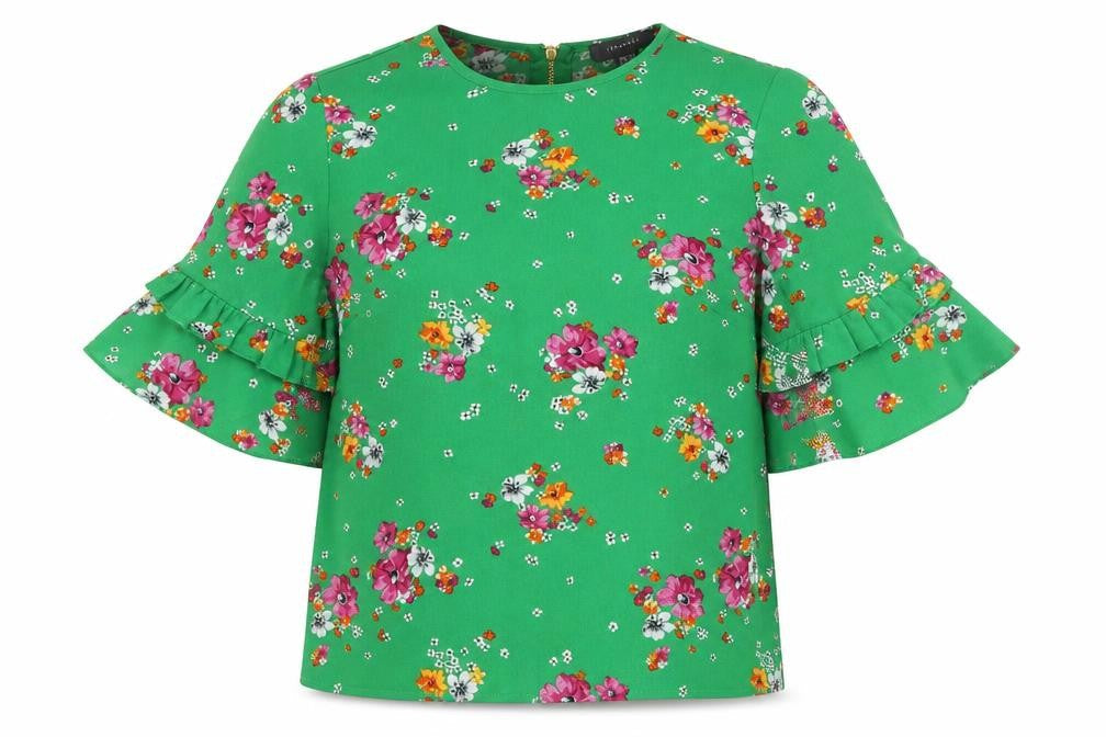 Primark Womens Green Floral Polyester Basic Blouse Size 10 Round Neck