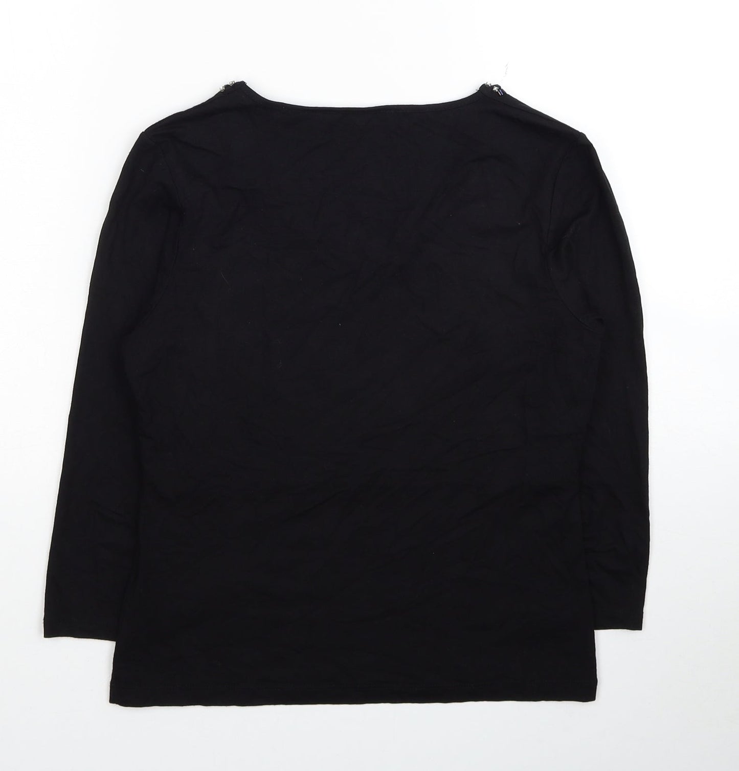 Pieces Womens Black Viscose Basic Blouse Size XS Scoop Neck