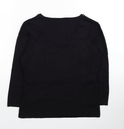 Pieces Womens Black Viscose Basic Blouse Size XS Scoop Neck