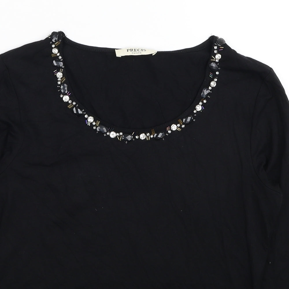 Pieces Womens Black Viscose Basic Blouse Size XS Scoop Neck