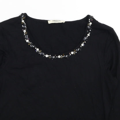 Pieces Womens Black Viscose Basic Blouse Size XS Scoop Neck