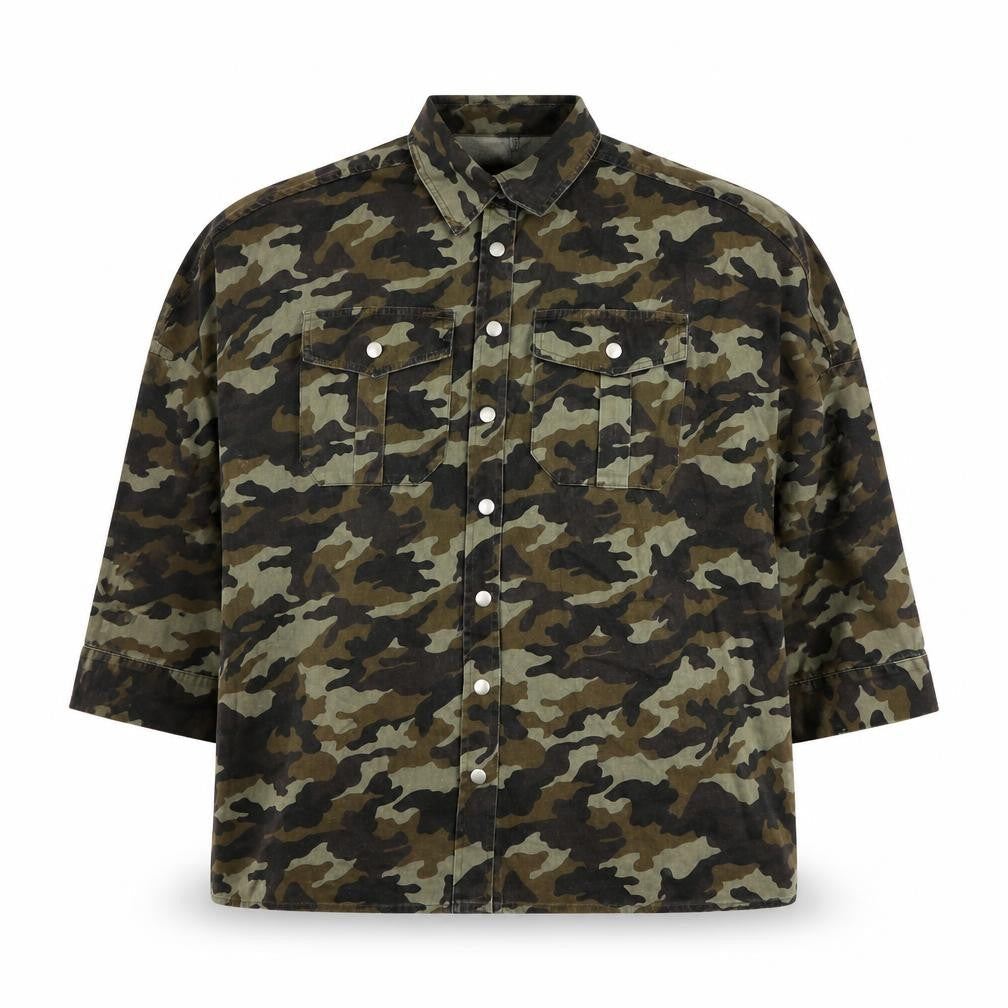 Boohoo Womens Green Camouflage Jacket Size S Button - Size S/M