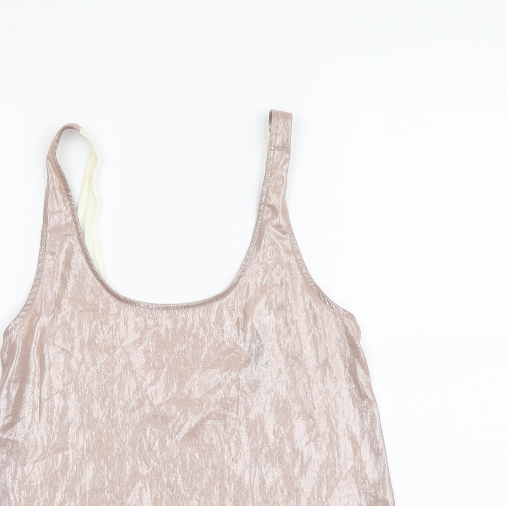 Topshop Womens Pink Polyester Basic Tank Size 8 Scoop Neck