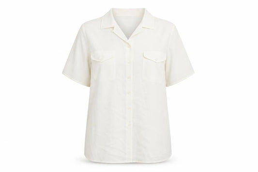 Marks and Spencer Womens Ivory Polyester Basic Button-Up Size 16 Collared