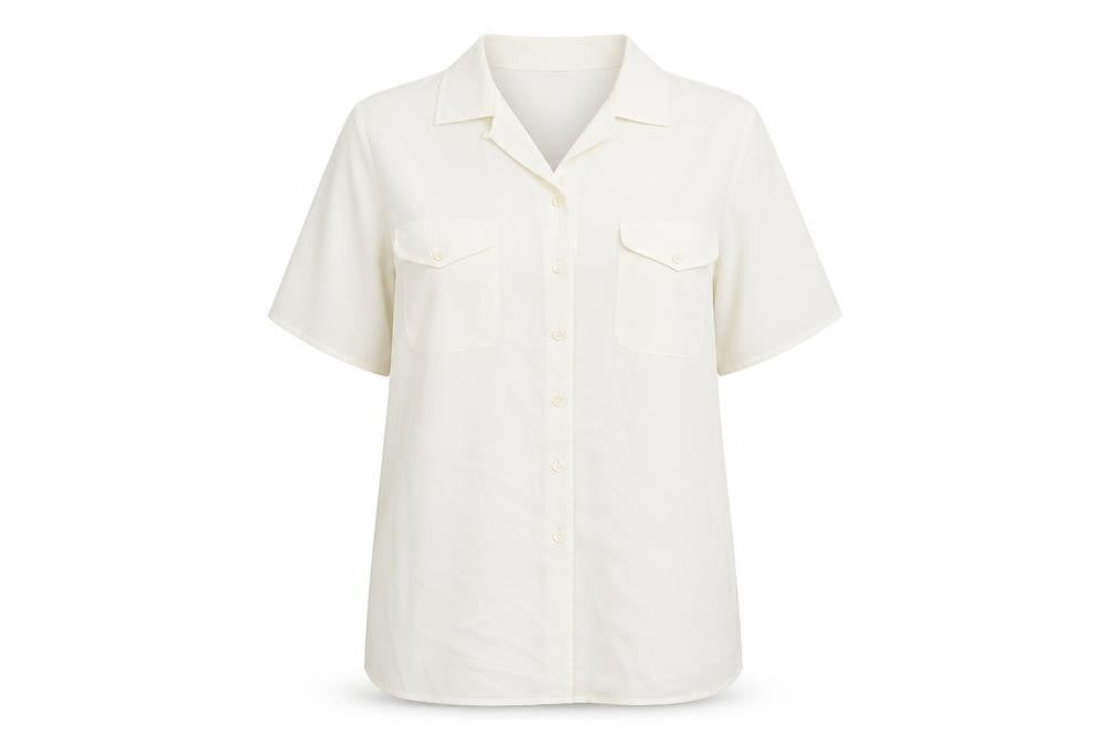 Marks & Spencer Womens Ivory Polyester Basic Button-Up Size 16 Collared