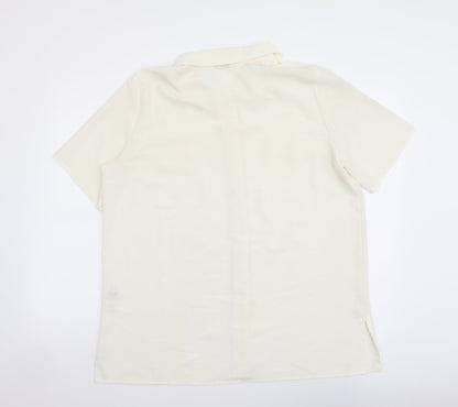 Marks & Spencer Womens Ivory Polyester Basic Button-Up Size 16 Collared