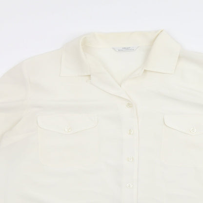 Marks & Spencer Womens Ivory Polyester Basic Button-Up Size 16 Collared