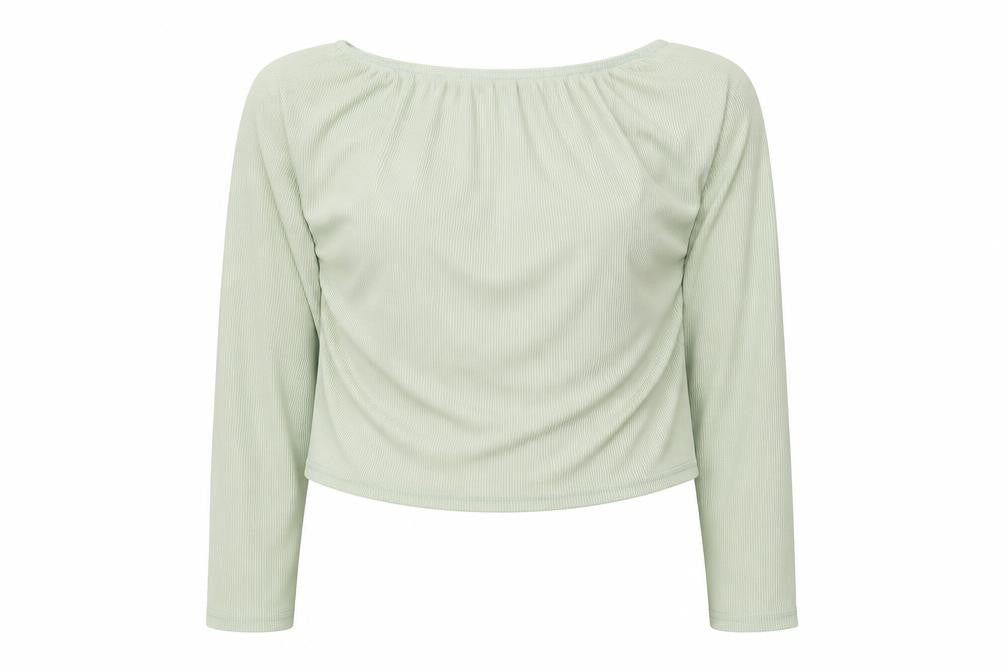 Stylewise Womens Green Polyester Cropped Blouse Size 8 Square Neck