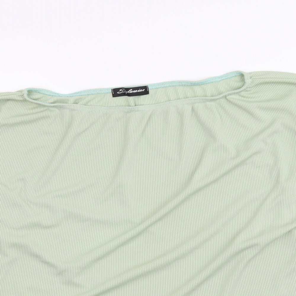 Stylewise Womens Green Polyester Cropped Blouse Size 8 Square Neck