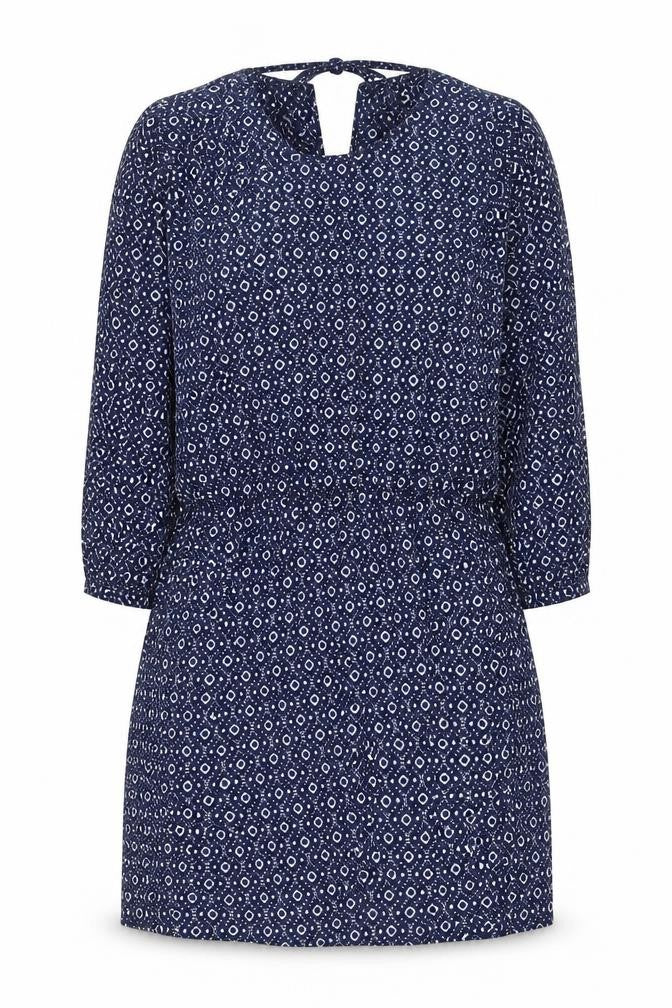 H&M Womens Blue Geometric Polyester Mini Size XS Round Neck Pullover