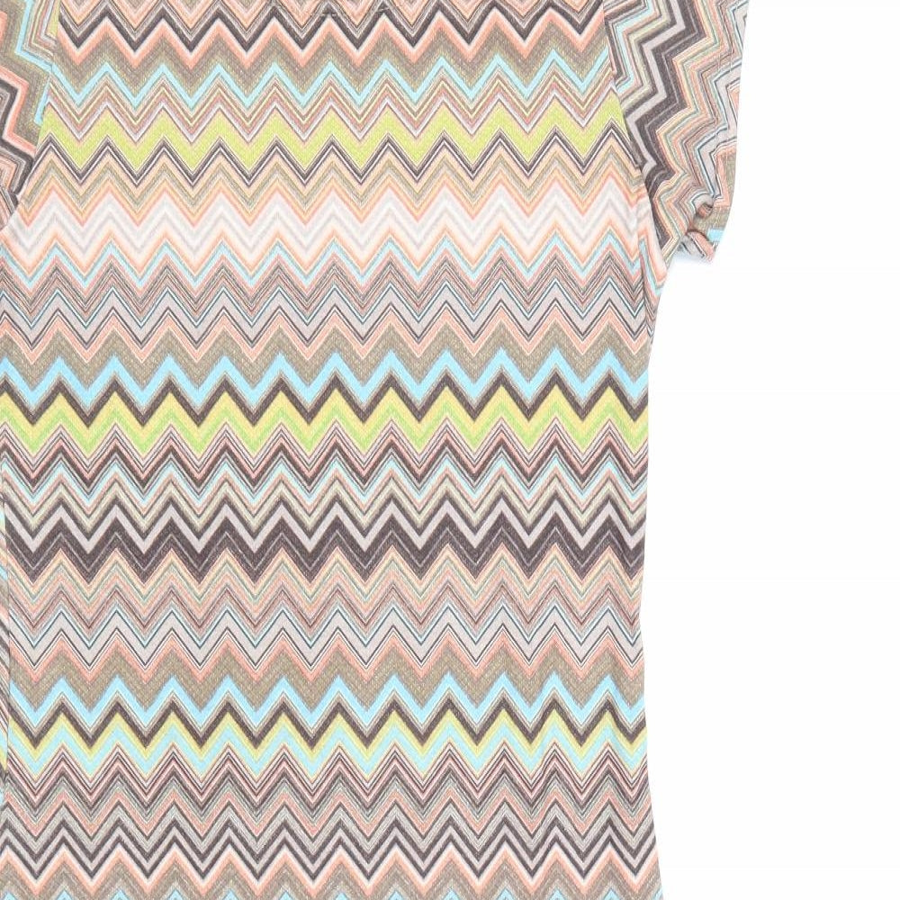 Graffic Womens Multicoloured Geometric Polyester Bodycon Size M Round Neck Pullover