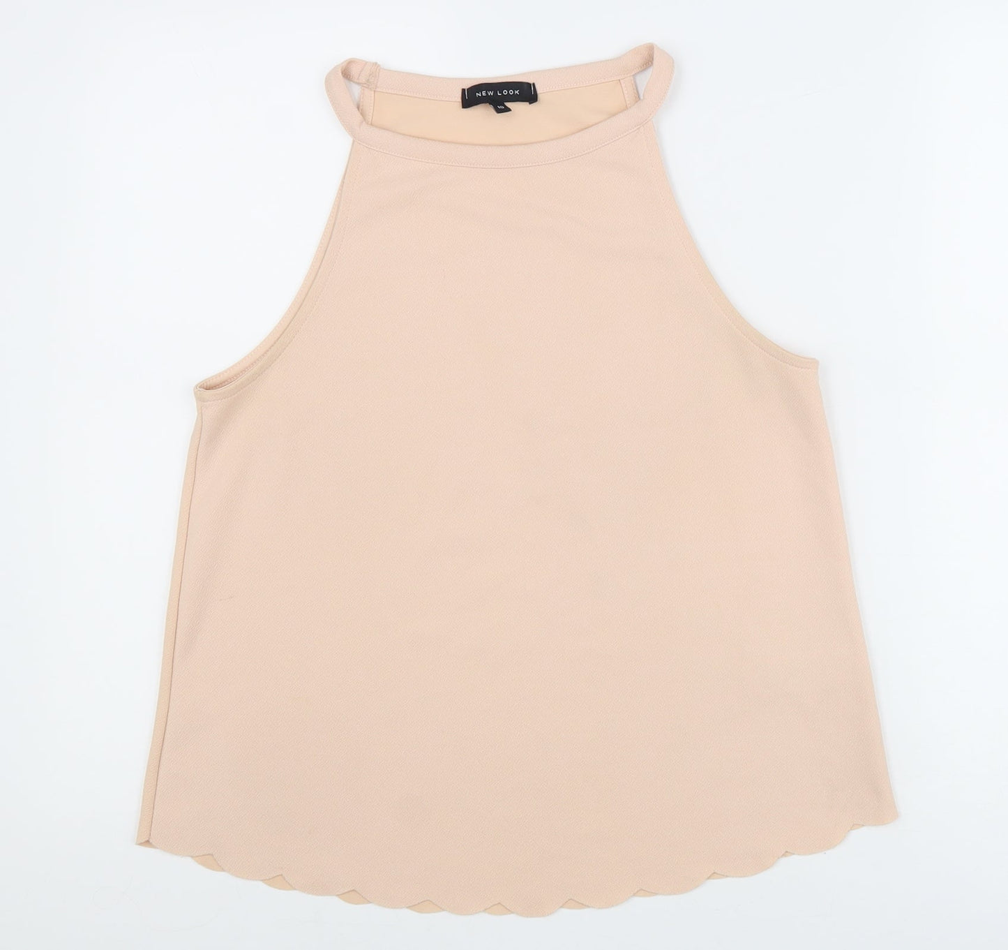 New Look Womens Beige Polyester Basic Tank Size 10 Round Neck