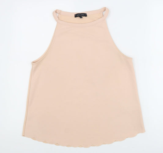 New Look Womens Beige Polyester Basic Tank Size 10 Round Neck