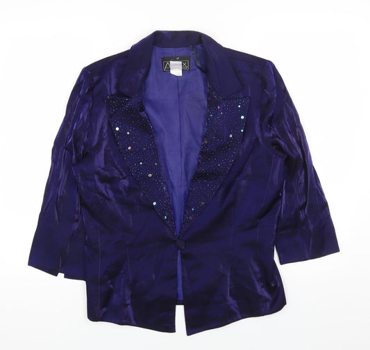 ALEX Womens Black Jacket Blazer Size 12 Button