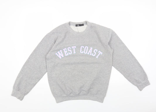 Missguided Womens Grey Round Neck Cotton Pullover Jumper Size S - West Coast