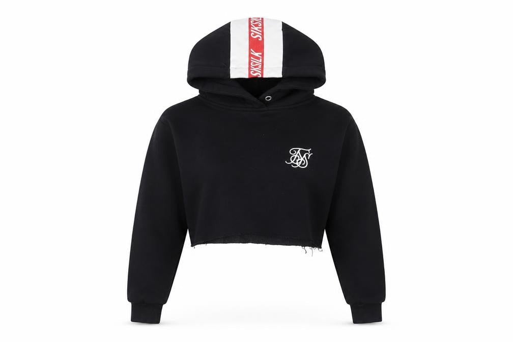 SikSilk Womens Black Cotton Pullover Hoodie Size 8 Pullover